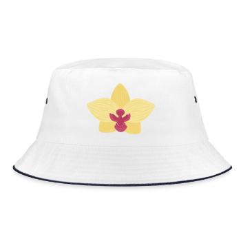 Gelbe Orchidee - Bucket Hat - Weiß/Navy - Vorne