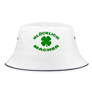 HAPPINESS MAKER - Bucket Hat - white/navy - Front