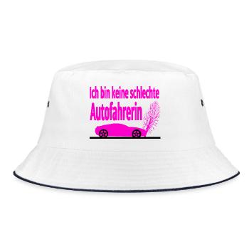Auto - Bucket Hat - Weiß/Navy - Vorne