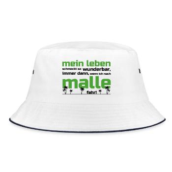 Mein Leben Malle (Schrift grün/schwarz) - Bucket Hat - Weiß/Navy - Vorne