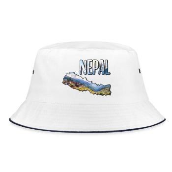 Watercolor Map Nepal - Bucket Hat - white/navy - Front