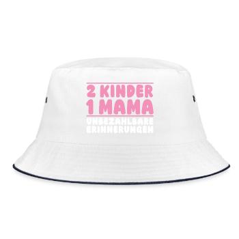 Mama Von 2 Kindern - Bucket Hat - Weiß/Navy - Vorne