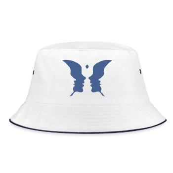 Kissing faces or a butterfly - Bucket Hat - white/navy - Front