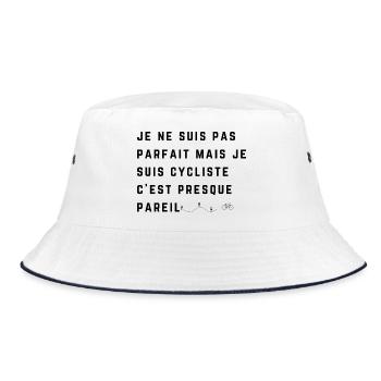 nicht perfekt, aber Radfahrer, Radfahren, Radfahren - Bucket Hat - Weiß/Navy - Vorne