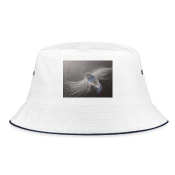 Fabelhafte Vogelkunst mit leuchtendem Gefieder - Bucket Hat - Weiß/Navy - Vorne