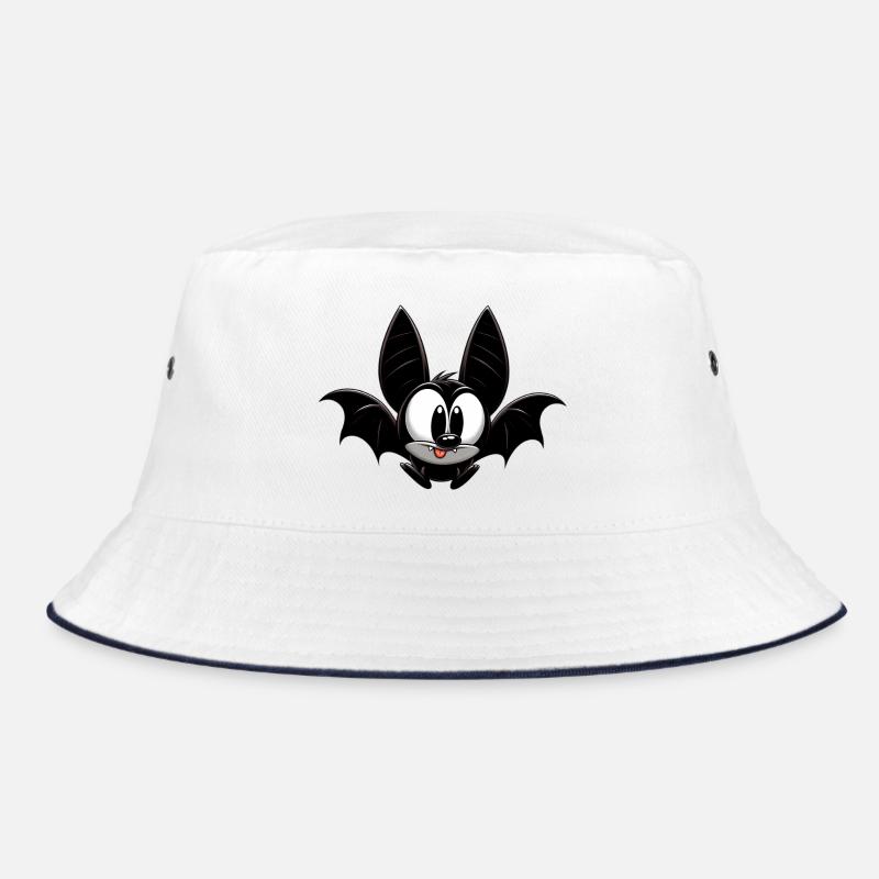 Fledermaus - Bucket Hat - Weiß/Navy