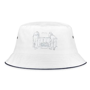 Man and woman offline - Bucket Hat - white/navy - Front