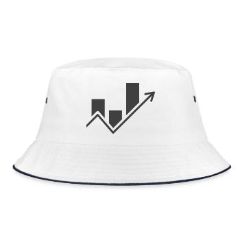 Börse - Aktienverlauf - Bucket Hat - Weiß/Navy - Vorne
