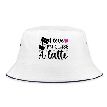 Lehrer Valentinstag - Ich liebe meinen Latte der Klasse A - Bucket Hat - Weiß/Navy - Vorne