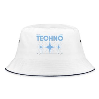Louder Harder Techno – Rave & Festival Shirt - Bucket Hat - white/navy - Front