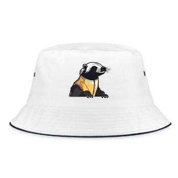 Niedlicher und cooler Dachs - Bucket Hat - Weiß/Navy - Vorne