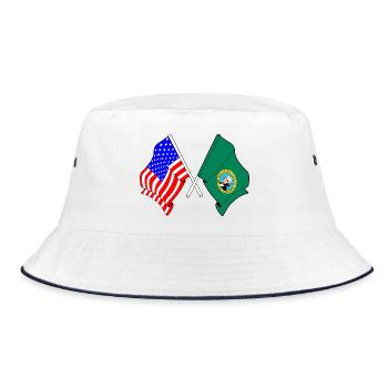 Drapeau des États-Unis et de l’État de Washington croisé - Bob - blanc/marine - Devant