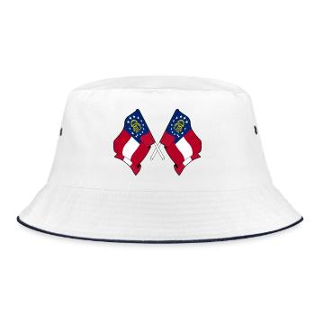 Zwei Flaggen durchquerten Georgien - Bucket Hat - Weiß/Navy - Vorne