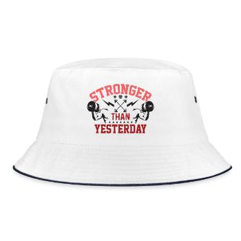 Stronger Than Yesterday - Bucket Hat - white/navy - Front