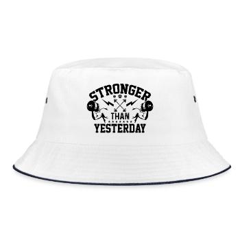 Stronger Than Yesterday - Bucket Hat - white/navy - Front