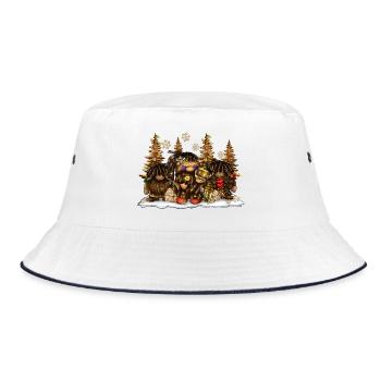 Afro Gnome Christmas - Bucket Hat - white/navy - Front