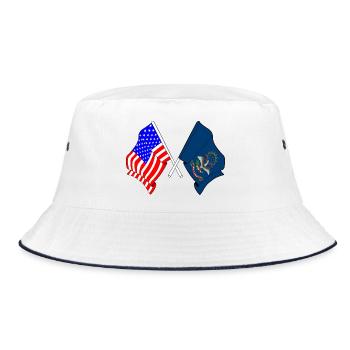 Drapeau des États-Unis et du Dakota du Nord croisé - Bob - blanc/marine - Devant