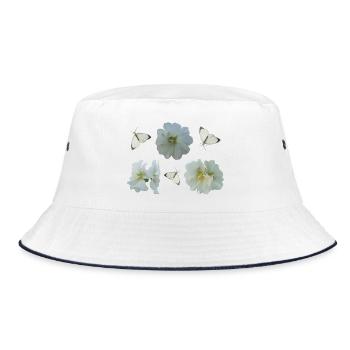 Hollyhocks with butterflies - Bucket Hat - white/navy - Front