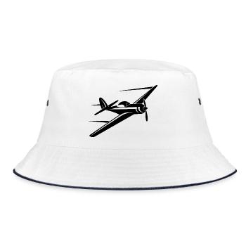 Propeller Plane Drawing - Bucket Hat - white/navy - Front