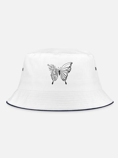 Butterfly - Bucket Hat - white/navy - Front