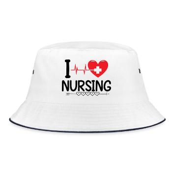 I Love Nursing - Bucket Hat - white/navy - Front