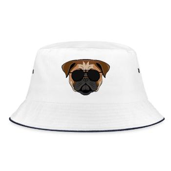 Bulldog in sunglasses - Bucket Hat - Weiß/Navy - Vorne
