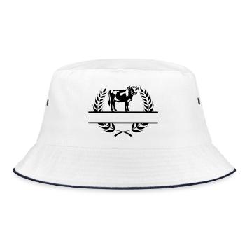 Vache laitière en couronne de laurier avec de l’espace pour votre propre texte - Bob - blanc/marine - Devant