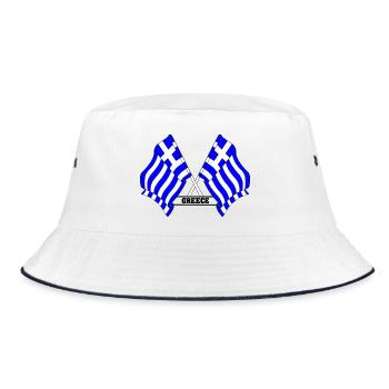 Crossed Greek flags with text - Bucket Hat - white/navy - Front