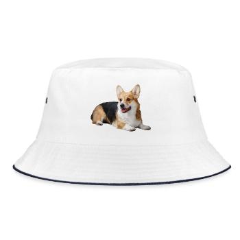 Welsh Corgi Pembroke - Bucket Hat - white/navy - Front