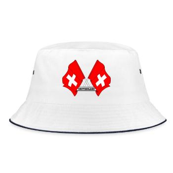 Flaggen der Schweiz - Bucket Hat - Weiß/Navy - Vorne