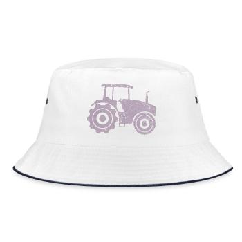 Silhouette de tracteur Farmer Grunge Design - Bob - blanc/marine - Devant