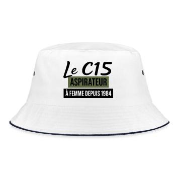 C15 - Bucket Hat - Weiß/Navy - Vorne