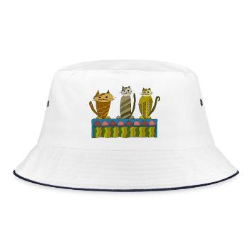 Cute cats on a colorful shelf - Bucket Hat - white/navy - Front