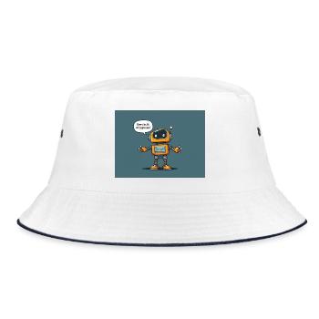 Cute Robot with Retro Charm - Bucket Hat - white/navy - Front