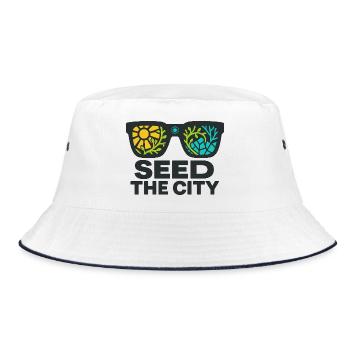 Seed the City – Urbanes Grün - Bucket Hat - Weiß/Navy - Vorne