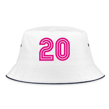 20. 20. JAHRESTAG. 20-JÄHRIGES JUBILÄUM. 20 JAHRE. - Bucket Hat - Weiß/Navy - Vorne