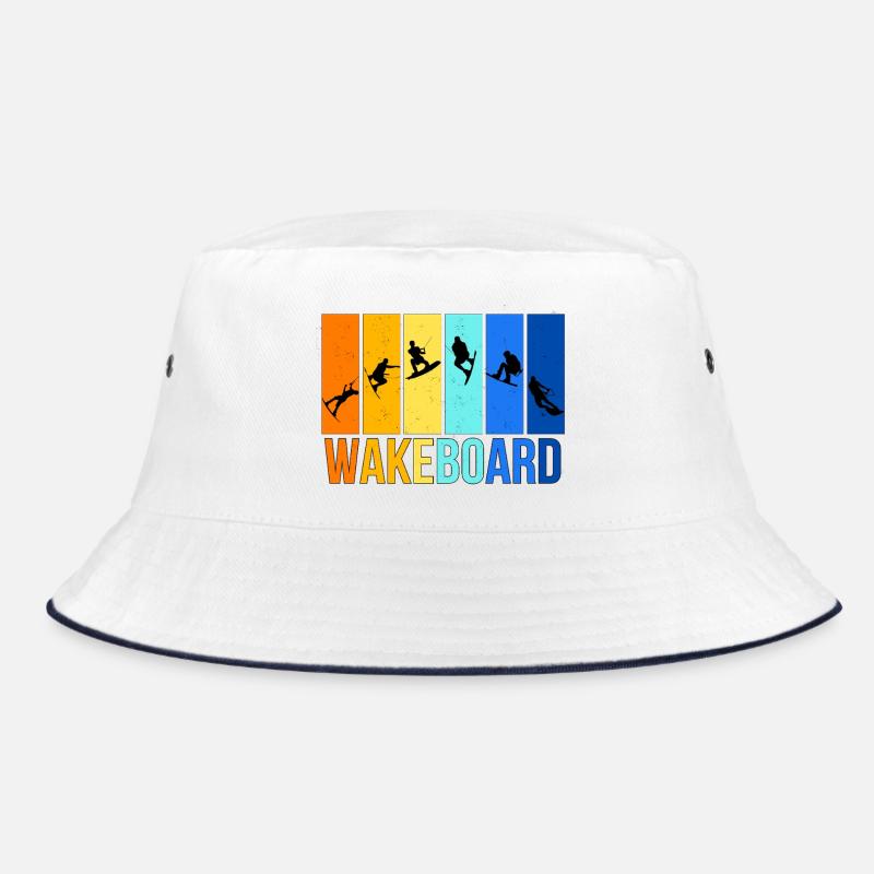 Wakeboarden in bunten Farben - Bucket Hat - Weiß/Navy