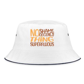 Keine Schande: Überflüssiges Kleidungsdesign - Bucket Hat - Weiß/Navy - Vorne
