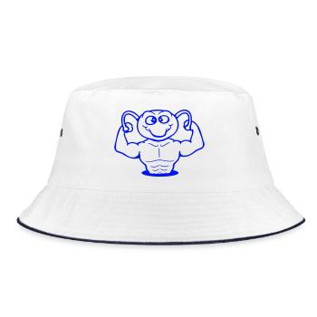 Caterpillar Bodybuilder Muscle Building Strong Fitness Gym - Bucket Hat - white/navy - Front