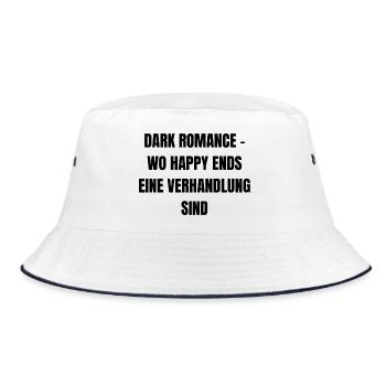 Dark Romance - Wo Happy Ends eine Verhandlung sind - Bucket Hat - Weiß/Navy - Vorne