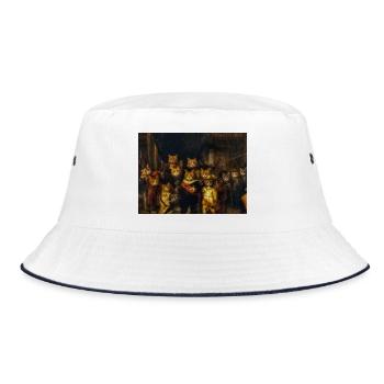 Katzenfiguren in barocker Kulisse - Bucket Hat - Weiß/Navy - Vorne