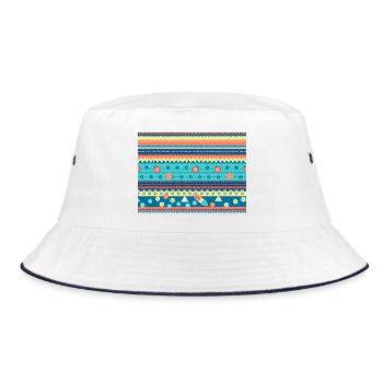 Colorful Boho Winter Pattern - Bucket Hat - white/navy - Front