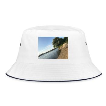 Nature by the river with trees and shore - Bucket Hat - white/navy - Front