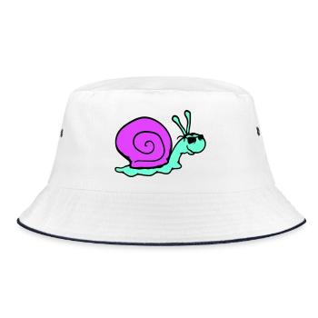 Snail Sunglasses Cool Black Glasses Smile - Bucket Hat - white/navy - Front