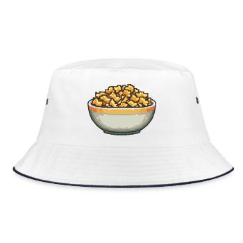 Popcorn-Schale Pixelkunst - Bucket Hat - Weiß/Navy - Vorne