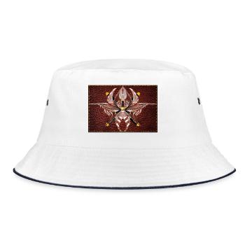 Firewing Mandala on Leather Look - Bucket Hat - white/navy - Front