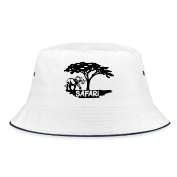 Safari und schwarzer Elefant - Bucket Hat - Weiß/Navy - Vorne