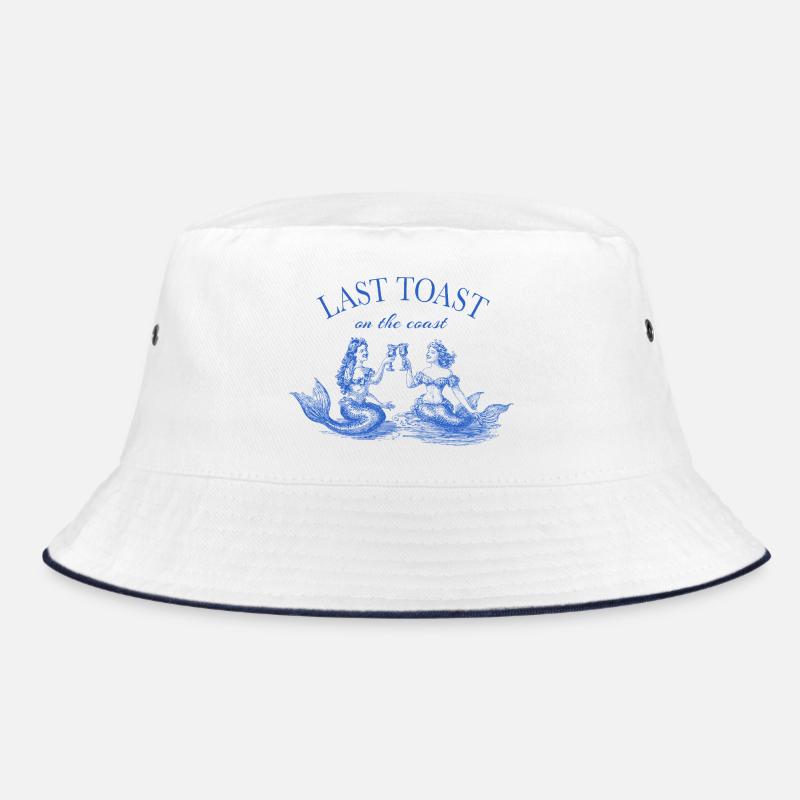 Letzter Toast an der Küste - Junggesellinnen-Spruch - Bucket Hat - Weiß/Navy