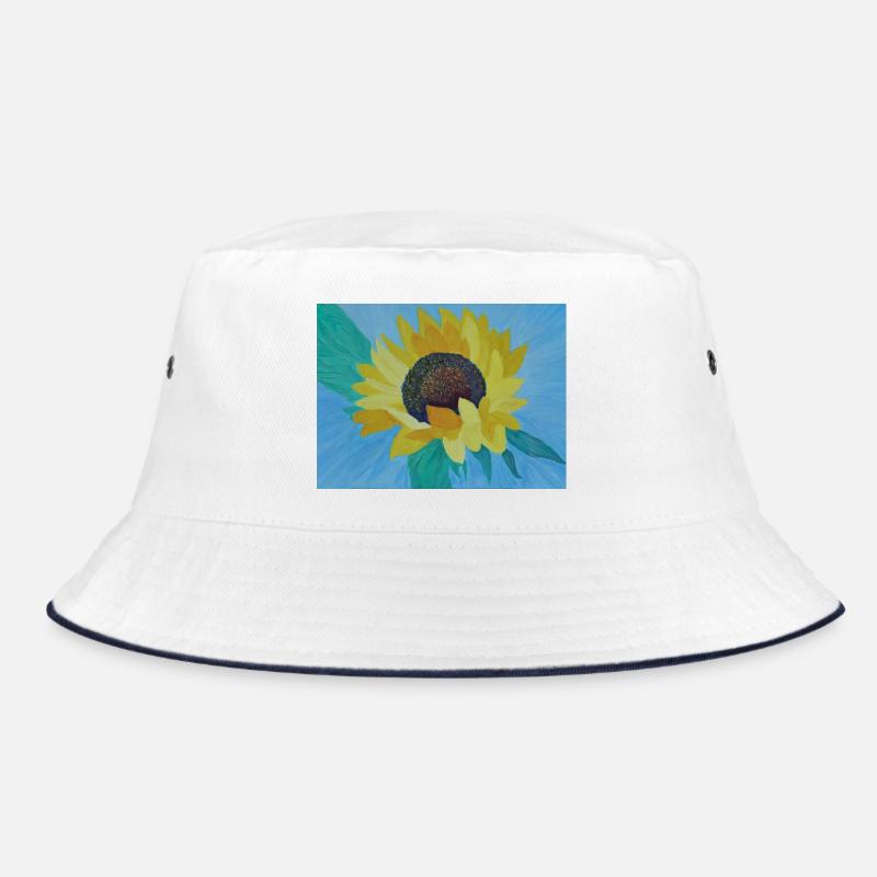 Sonnenblume Bunte Malerei Kunst - Bucket Hat - Weiß/Navy