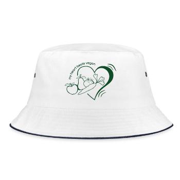 my_heart_beats_vegan - Bucket Hat - Weiß/Navy - Vorne